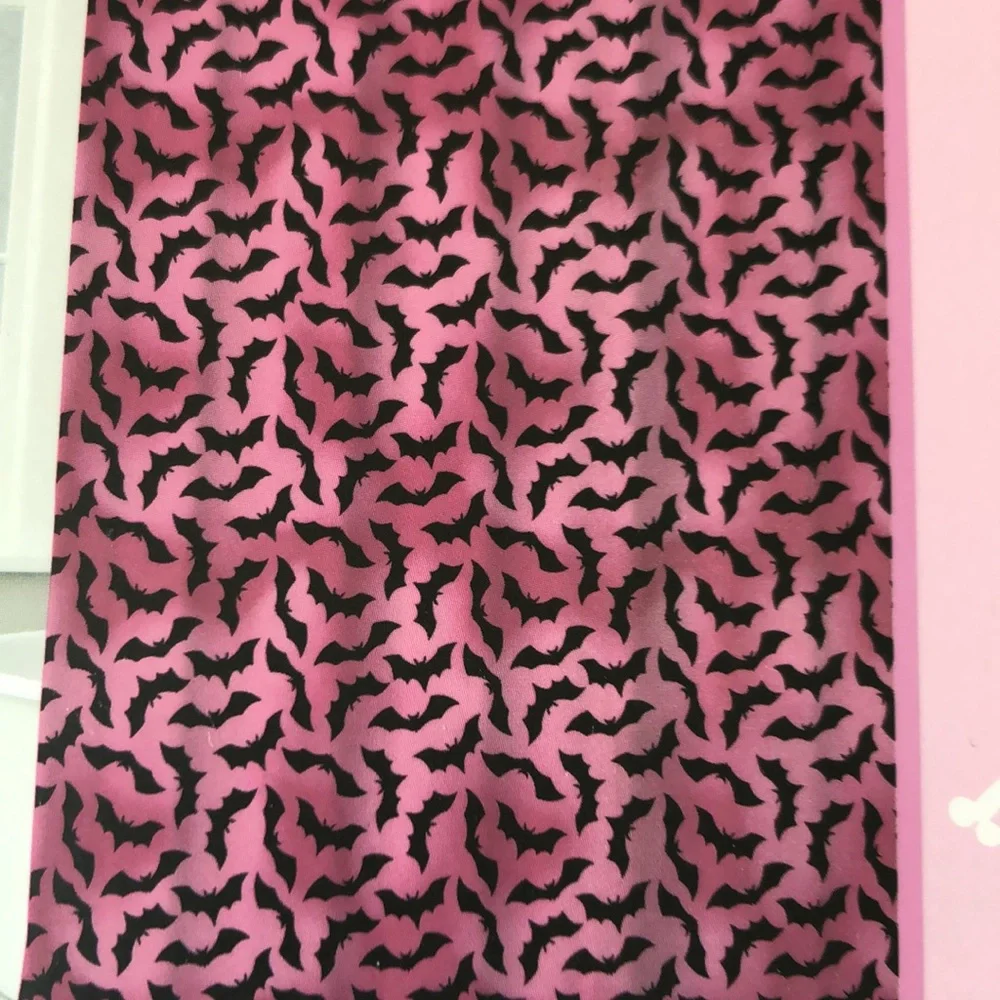 Spooky Halloween Pink and Black Bat Shower Curtain
